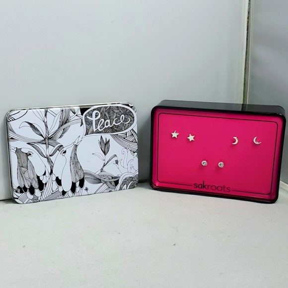 The Sak trio Moon Stars Earrings Set (Silver) in a gift box - Picture 1 of 9